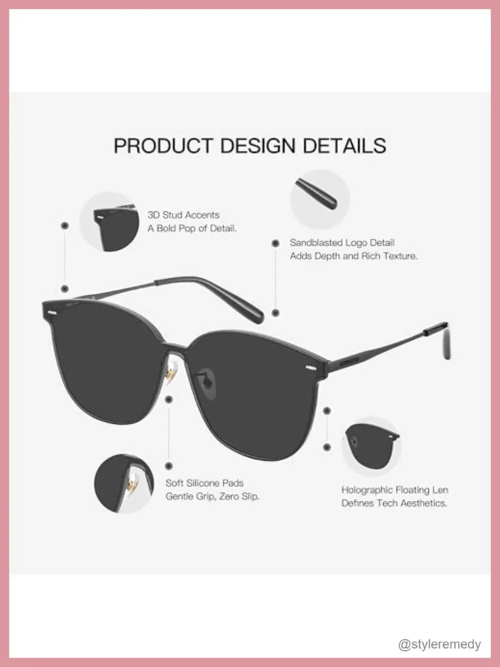 Women's Oversized Square Sunglasses UV400 Polarized Metal Frame